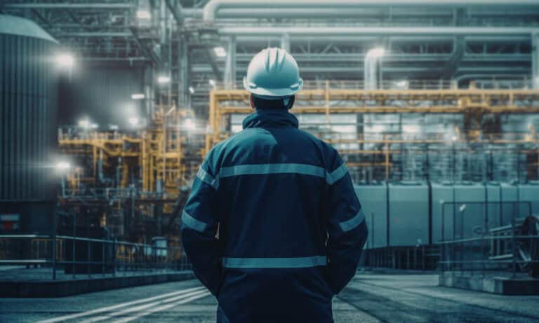 man in hardhat in a warehouse